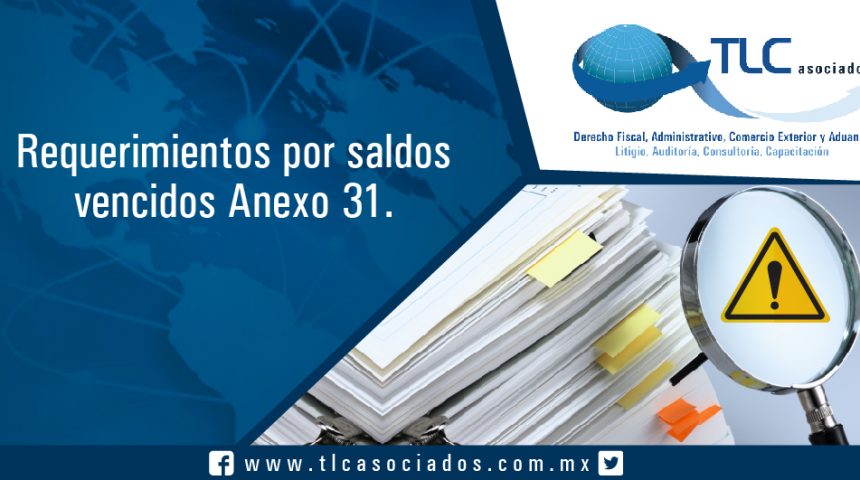 T037 – Requerimientos por saldos vencidos Anexo 31