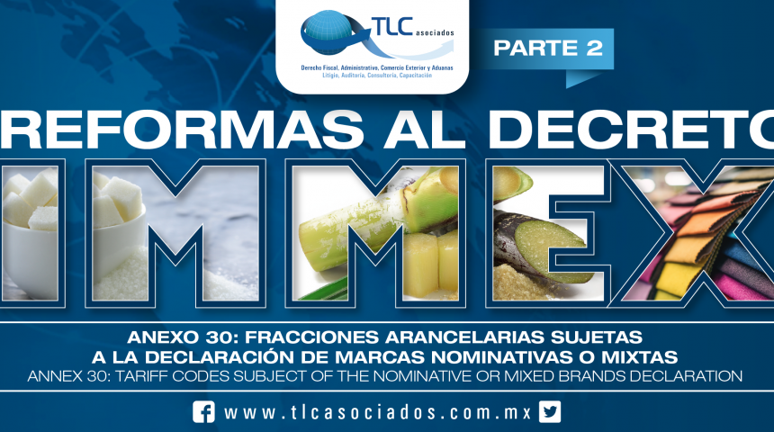 162 – Anexo 30: fracciones arancelarias sujetas a la declaración de marcas nominativas o mixtas / Annex 30: tariff items subject to the declaration of registered or mixed trademarks