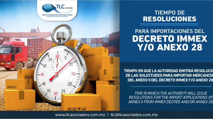 321 – Tiempo en que la Autoridad emitirá resolución de las solicitudes para importar mercancías del Anexo II del Decreto IMMEX y/o Anexo 28/ Time in which the Authority will issue resolutions for the import applications of Annex II from IMMEX Decree and/or Annex 28.