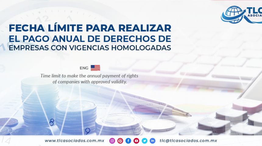 CO9 – Fecha límite para realizar el pago anual de derechos de empresas con vigencias homologadas./ Time limit to make the annual payment of rights of companies with approved validity.