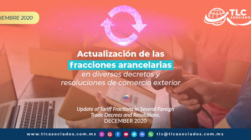 Actualización de las fracciones arancelarias en diversos decretos y resoluciones de comercio exterior