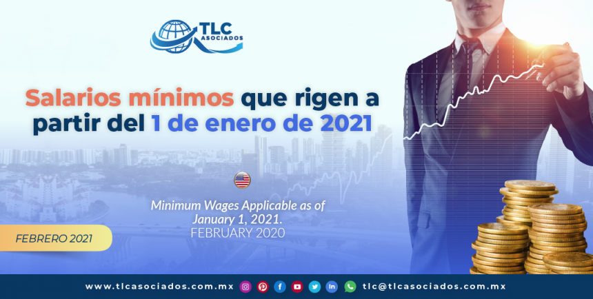 Salarios mínimos que rigen a partir del 1 de enero de 2021