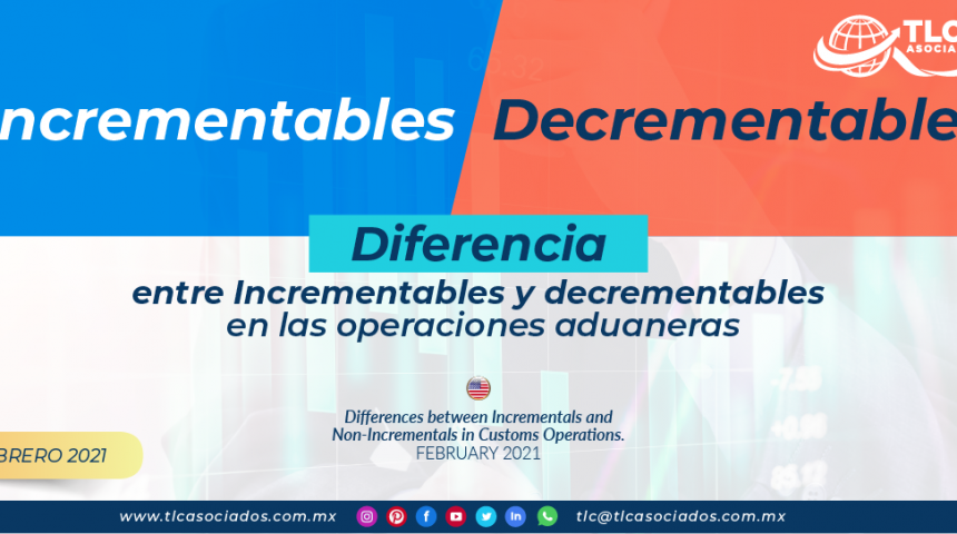 Diferencias entre incrementables y decrementables en las operaciones aduaneras.