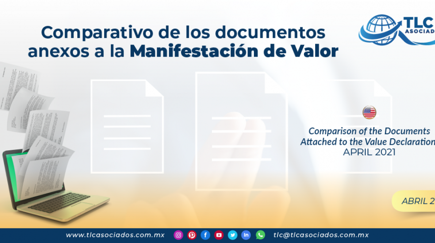 Comparativo de los documentos anexos a la Manifestación de Valor