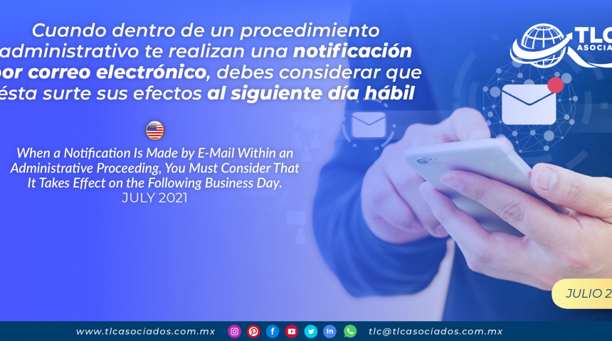 Cuando dentro de un procedimiento administrativo te realizan una notificación por correo electrónico, debes considerar que ésta surte sus efectos al siguiente día hábil, por lo que el plazo comenzaría a computarse a partir del día hábil siguientes a aquel en la que surtió sus efectos.