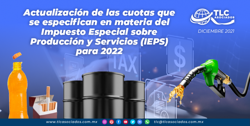 Actualización de las cuotas que se especifican en materia del Impuesto Especial sobre Producción y Servicios (IEPS) para 2022