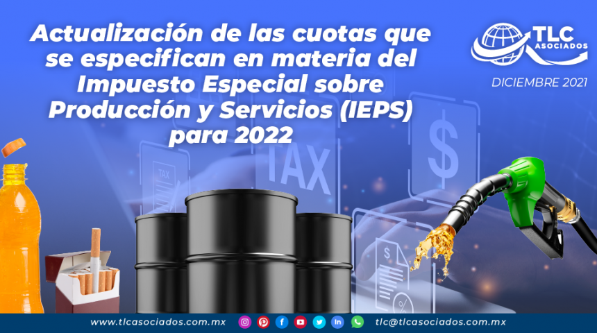 Actualización de las cuotas que se especifican en materia del Impuesto Especial sobre Producción y Servicios (IEPS) para 2022