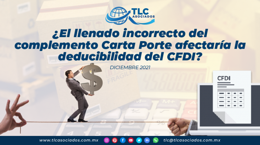 ¿El llenado incorrecto del complemento carta porte afectaría la deducibilidad del CFDI?