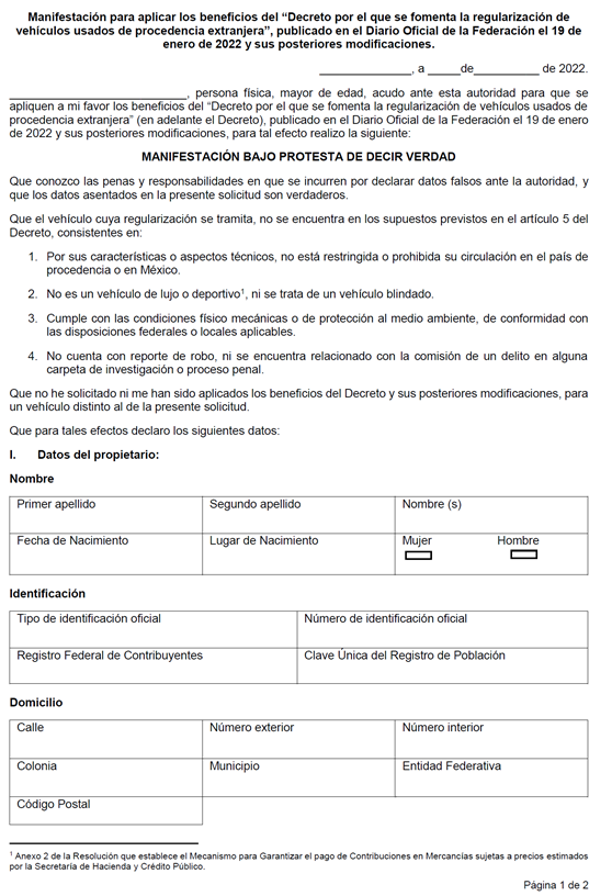 REFORMA DEL DECRETO DE REGULARIZACIÓN DE VEHÍCULOS USADOS TLC Asociados