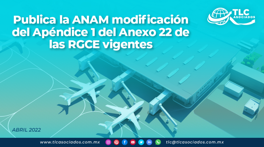 Publica la ANAM modificación del Apéndice 1 del Anexo 22 de las RGCE vigentes