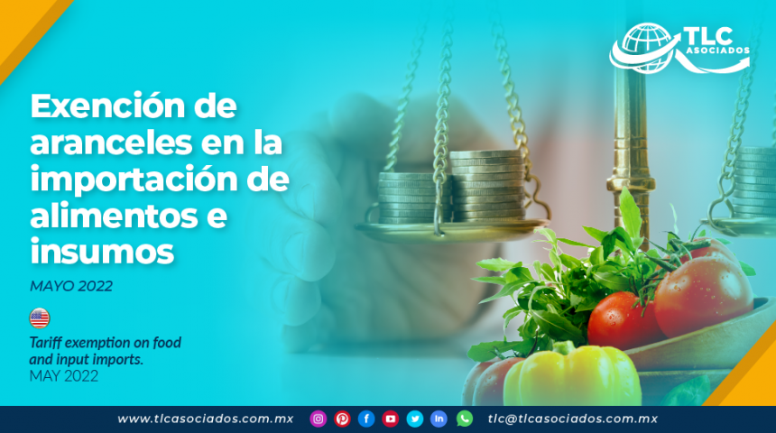 Exención de aranceles en la importación de alimentos e insumos