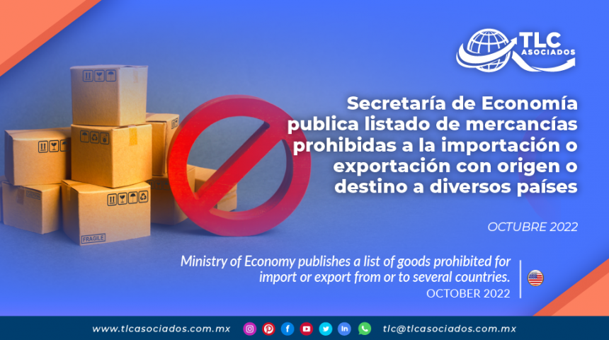 Secretaría de Economía publica listado de mercancías prohibidas a la importación o exportación con origen o destino a diversos países