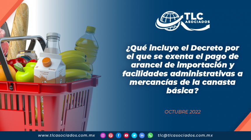 ¿Qué incluye el Decreto por el que se exenta el pago de arancel de importación y facilidades administrativas a mercancías de la canasta básica?