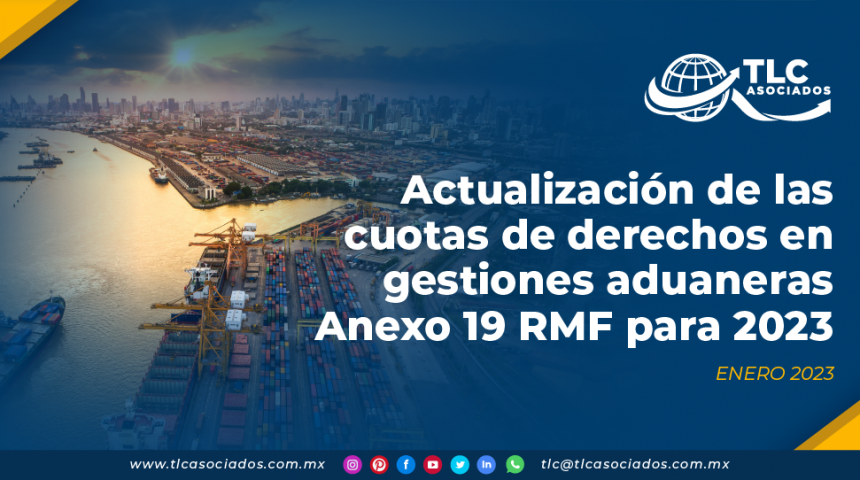 Actualización de las cuotas de derechos en gestiones aduaneras – Anexo 19 RMF para 2023