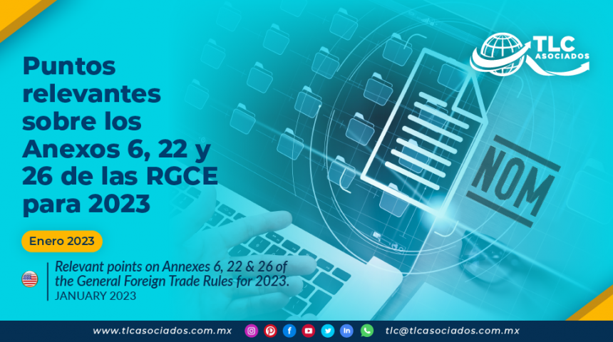 Puntos relevantes sobre los Anexos 6, 22 & 26 de las RGCE para 2023