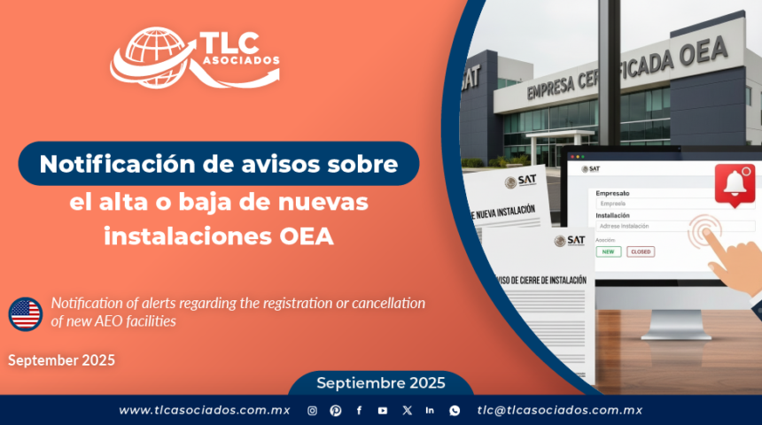 Notificación de avisos sobre el alta o baja de nuevas instalaciones OEA