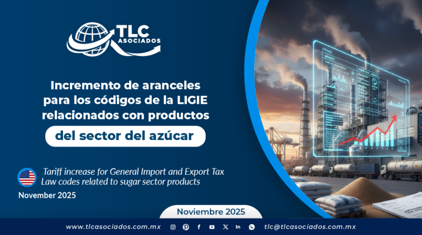Incremento de aranceles para los códigos de la LIGIE relacionados con productos del sector del azúcar